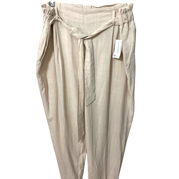 Bar III Womens Tie-Waist Paperbag Ankle Pants Beige Sz 2XL W Pockets Light Beige - Picture 3 of 8